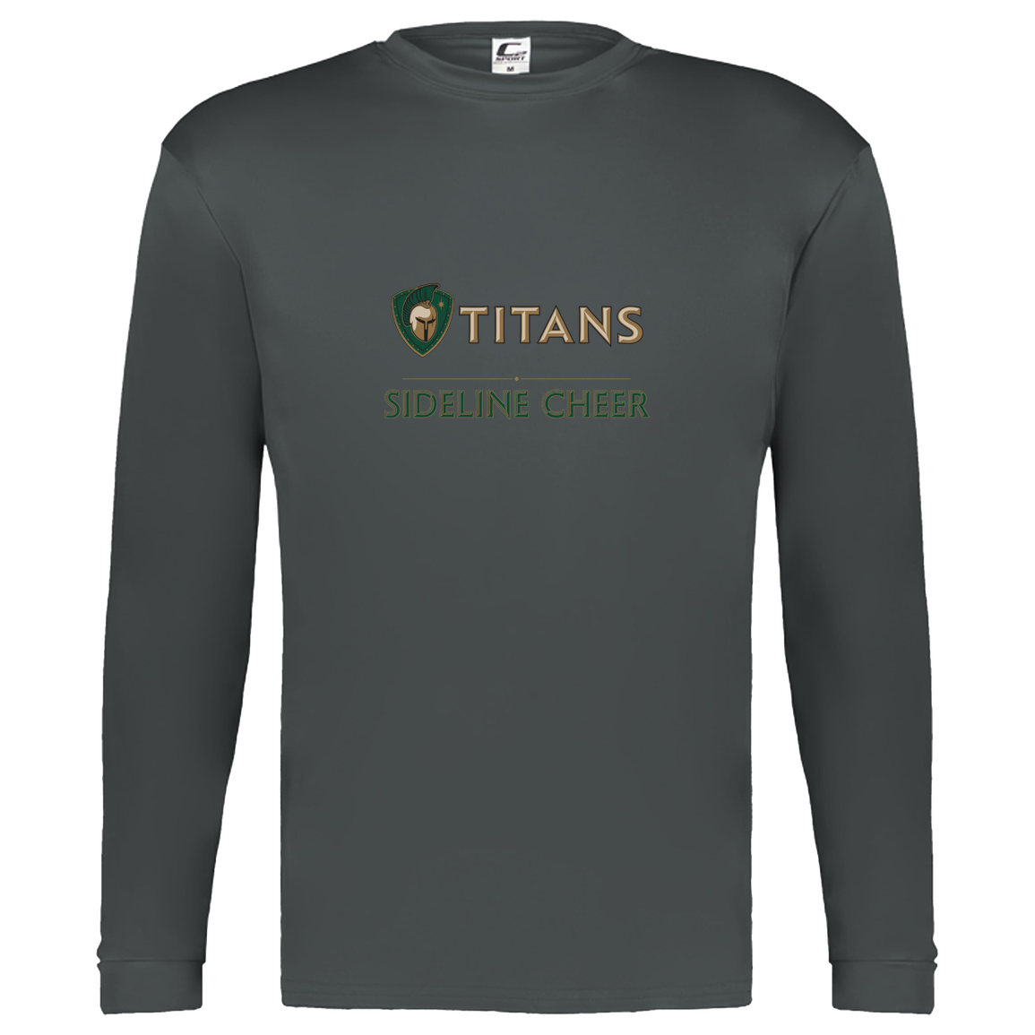 tc-titans-sideline-cheer-basic-c2-kids-performance-long-sleeve-tee — Graphite — Front — source sha256 36b416a62f5607412f83317618ebe445425a7cedb976246a6cceb223b1229ae7 — Color position 2