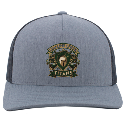 tc-titans-sideline-cheer-insignia-pacific-headwear-5-panel-trucker-snapback-cap — Heather Grey/Light Charcoal — Front — source sha256 22e25418555bd944caf4aa5fbd97532f03c85c468af329aec241beb365488535 — Color position 2
