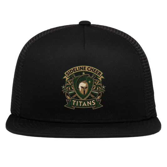 tc-titans-sideline-cheer-insignia-pacific-headwear-d-series-5-panel-trucker-snapback-cap — Black — Front — source sha256 2f7297c0e043678f9564adbbbf1876e4d1f7a94b0c1a6f50c3bdce709e5004d0 — Color position 1