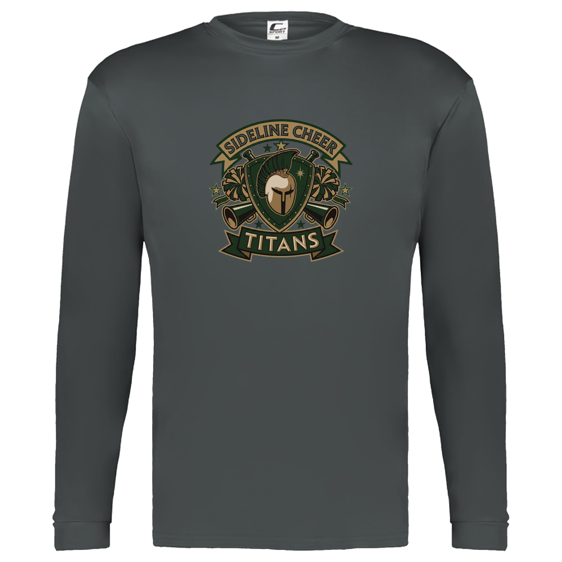 tc-titans-sideline-cheer-insignia-c2-kids-performance-long-sleeve-tee — Graphite — Front — source sha256 5c2bce4212837c7d07b55ef7fa5c00130354980211444ca4f36b332a3cb22ba4 — Color position 2