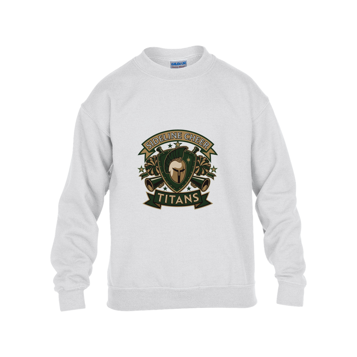 tc-titans-sideline-cheer-insignia-gildan-kids-heavy-blend-fleece-crew — White — Front — source sha256 5f2ee9ea712cee7af7ee7122134828be687c503f1f0e10578988c48bce43ce43 — Color position 4