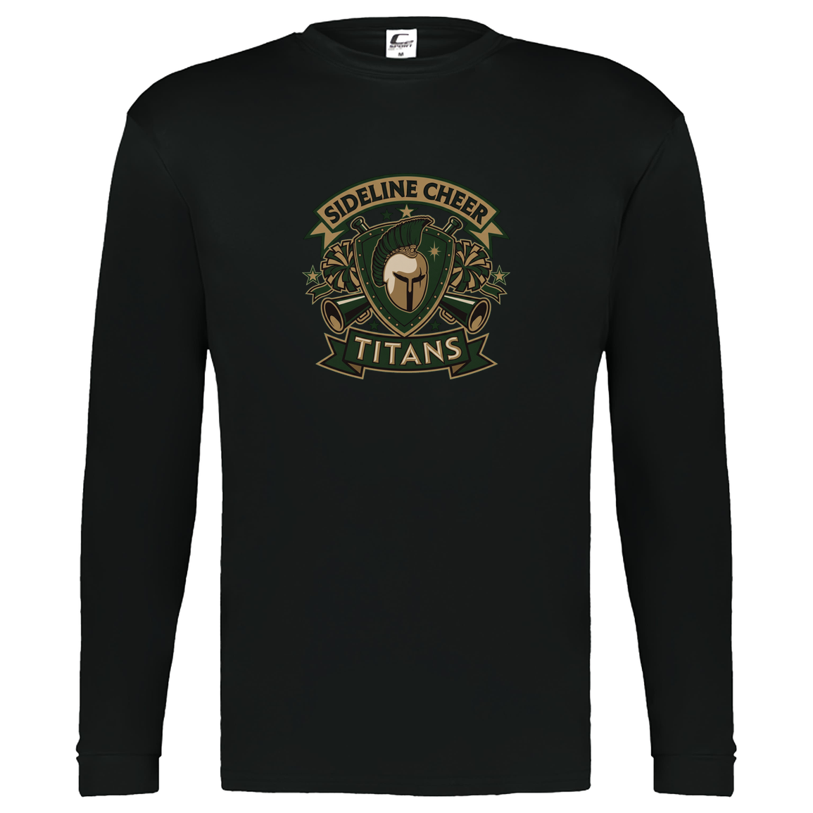 tc-titans-sideline-cheer-insignia-c2-kids-performance-long-sleeve-tee — Black — Front — source sha256 8a8b0e7828a1a74483f93a2d142807784fc42f560704b1f99d5676f6da43be3e — Color position 1