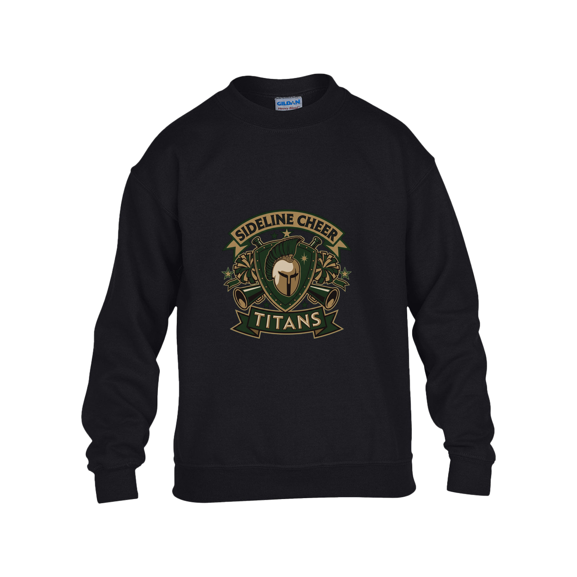 tc-titans-sideline-cheer-insignia-gildan-kids-heavy-blend-fleece-crew — Black — Front — source sha256 a05591dd6d9712cc3193e9b5e294e71682f551627559ae6b2fb8160eaefb1641 — Color position 1