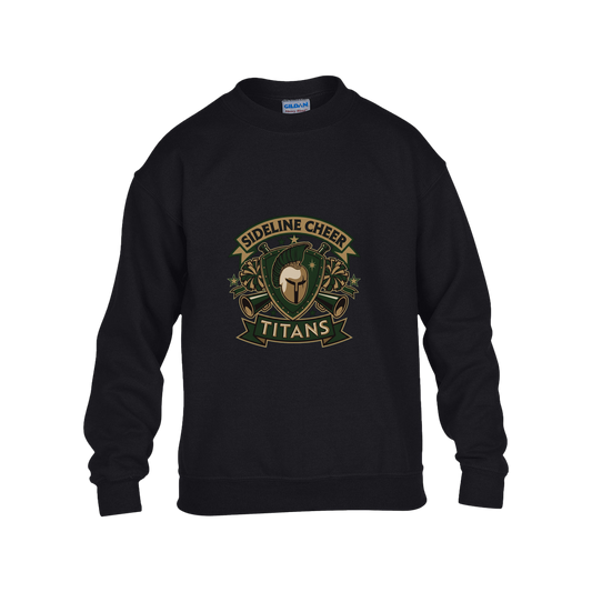 tc-titans-sideline-cheer-insignia-gildan-kids-heavy-blend-fleece-crew — Black — Front — source sha256 a05591dd6d9712cc3193e9b5e294e71682f551627559ae6b2fb8160eaefb1641 — Color position 1