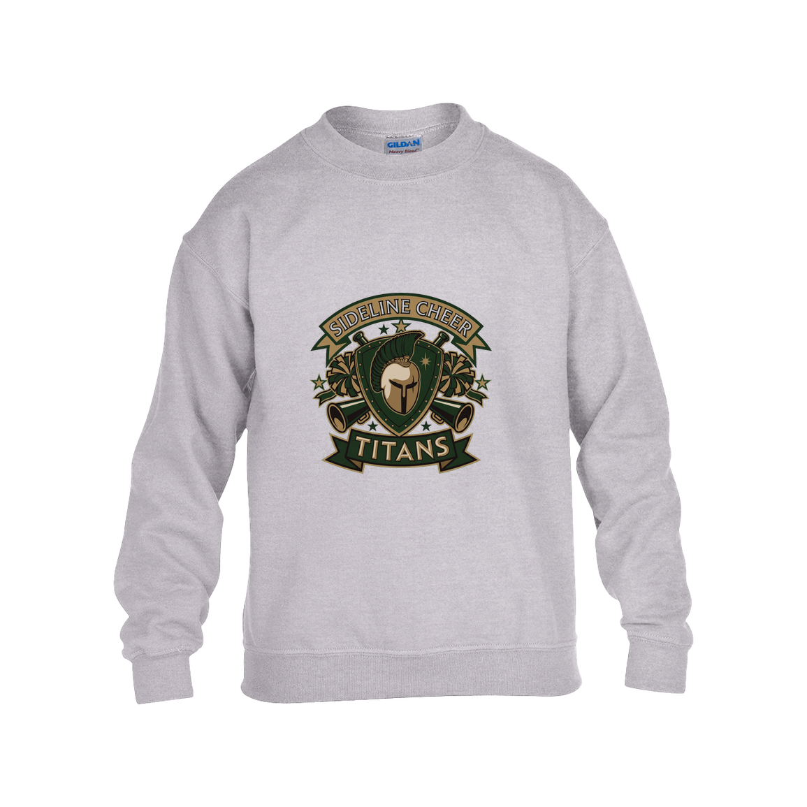tc-titans-sideline-cheer-insignia-gildan-kids-heavy-blend-fleece-crew — Grey — Front — source sha256 eec10a5ad07fb913ab7501aee779cb1ebdb385a6832fbd7e7844b35b642b36dd — Color position 3