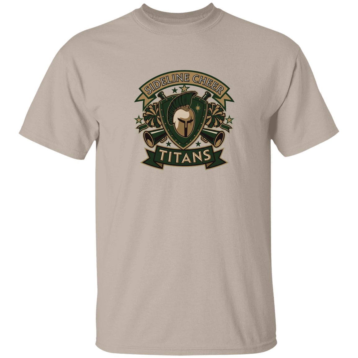 tc-titans-sideline-cheer-insignia-gildan-5-3-oz-t-shirt — Sand — Front — source sha256 fe3e5538cfd19e16a2018a4416f1bda051fc463de4872aa40f5137a223484328 — Color position 1