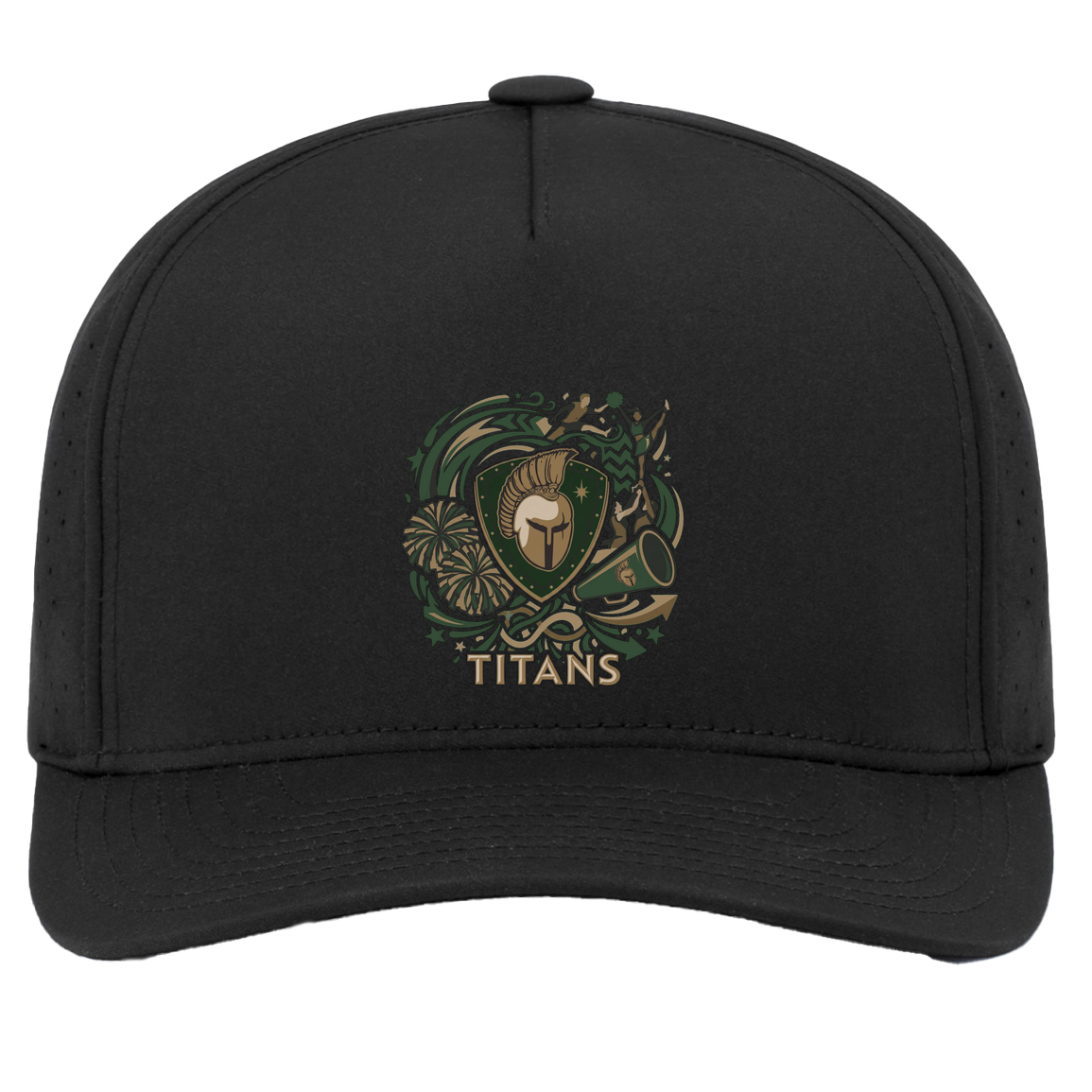 tc-titans-sideline-cheer-rally-v2-pacific-headwear-weekender-perforated-snapback-cap — Black — Front — source sha256 073fd04def9fb7922851d5fc74b0698890c82ff00cc673b314f414cecba01843 — Color position 2
