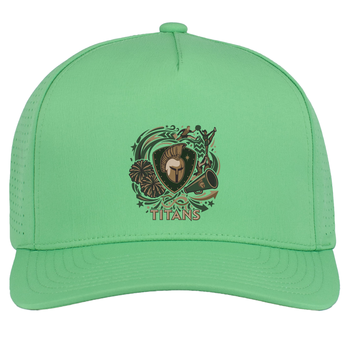 tc-titans-sideline-cheer-rally-v2-pacific-headwear-weekender-perforated-snapback-cap — Green — Front — source sha256 175812d4038393a82b893f0113f50f3590816ab91c4bbc6045a5a96ab3dc6178 — Color position 8
