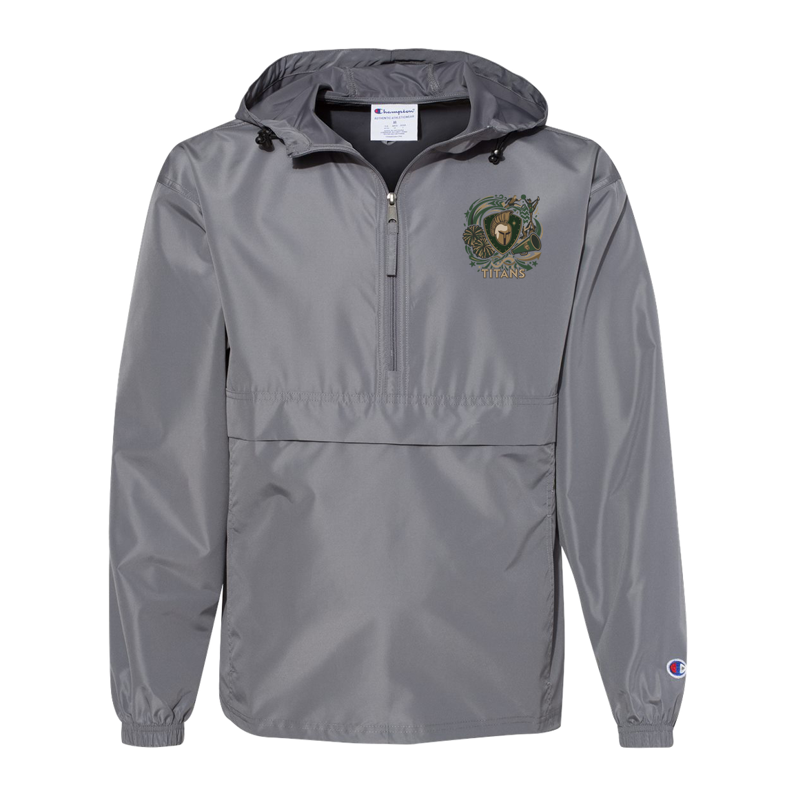 tc-titans-sideline-cheer-rally-v2-champion-unisex-packable-anorak-jacket — Graphite — Front — source sha256 29e4f290819ee1cc9caf34ac64d09377acde444684157ba9fbe8a2a3cb59b30a — Color position 2