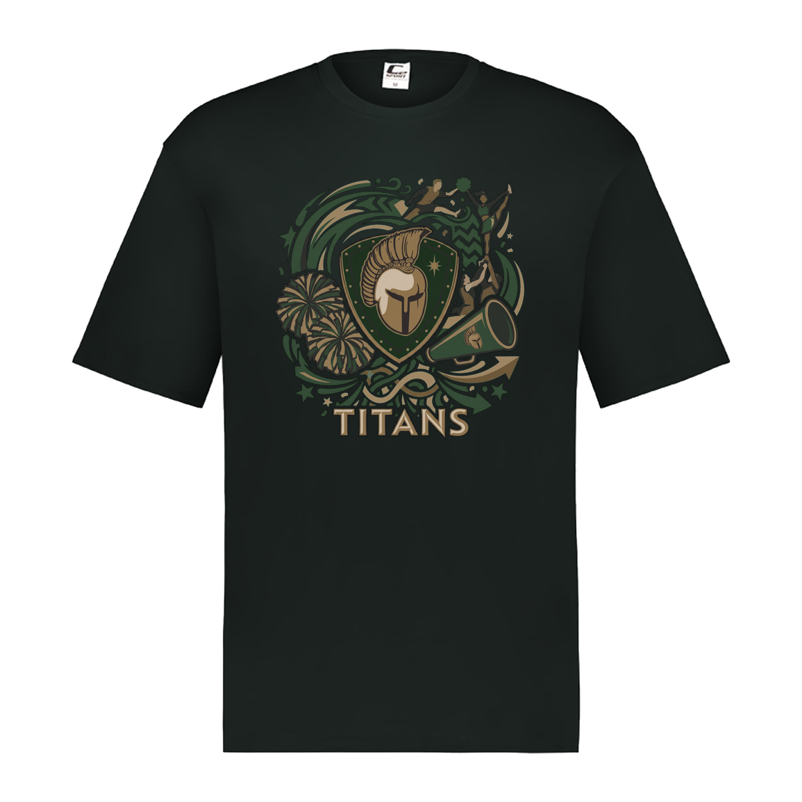 tc-titans-sideline-cheer-rally-v2-c2-mens-performance-short-sleeve-tee — Black — Front — source sha256 34cc8c7e15351e7c45ce1f7d5b2950bf09bb97175fe9b620d197f1d677372261 — Color position 1
