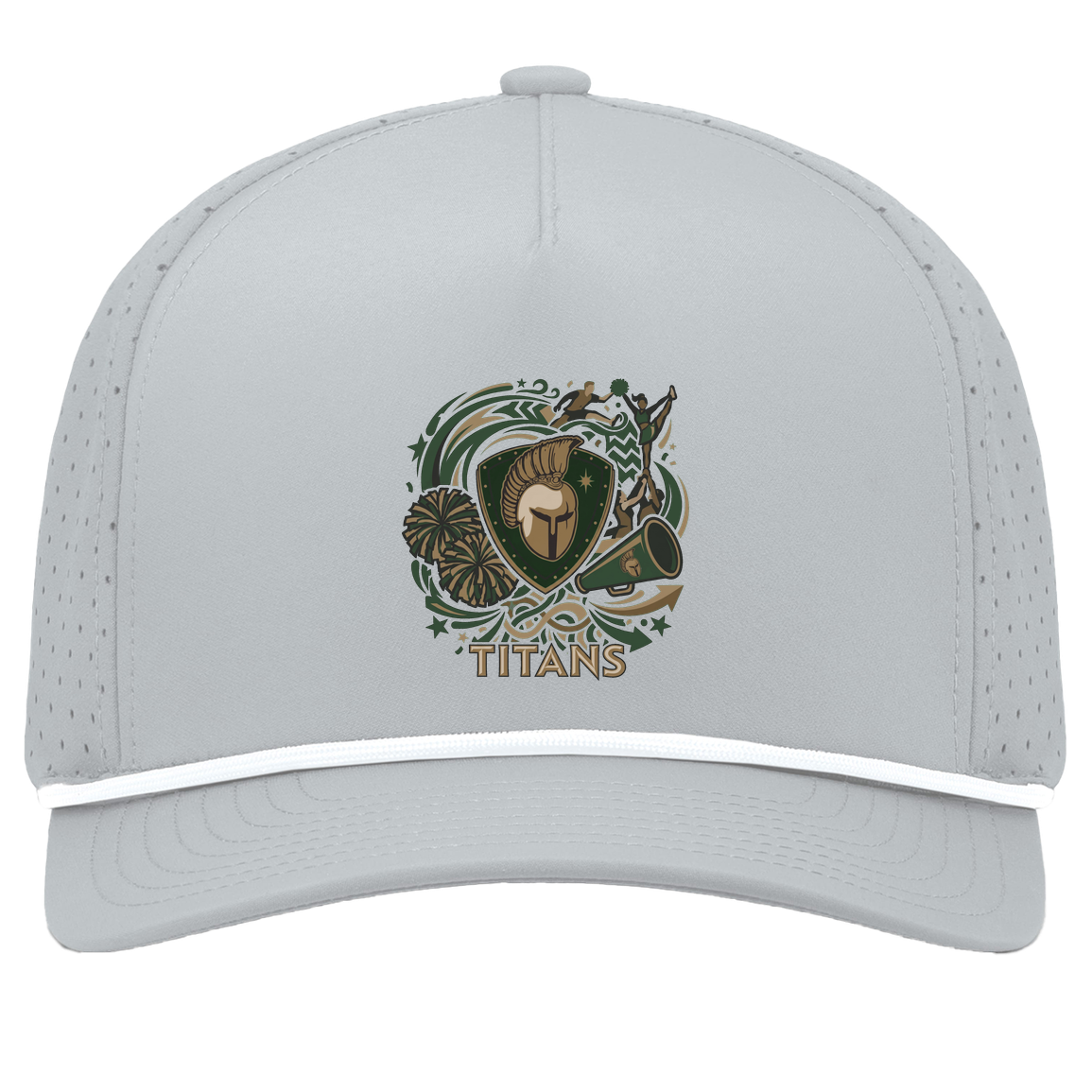 tc-titans-sideline-cheer-rally-v2-pacific-headwear-weekender-perforated-snapback-cap — Silver/White — Front — source sha256 5784e8e35c6ad137cfa12949a2761619c502224c4c8a8b22738254901c042e34 — Color position 5