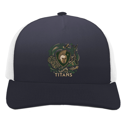 tc-titans-sideline-cheer-rally-v2-pacific-headwear-5-panel-trucker-snapback-cap — Navy/White — Front — source sha256 5ce668c21715cb34cf89e9a81f1d0b0015599fd493e66a3b268d1a099635ecbe — Color position 1