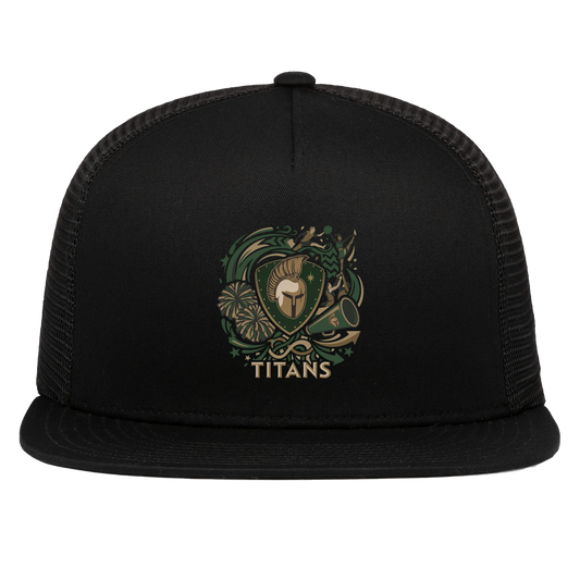 tc-titans-sideline-cheer-rally-v2-pacific-headwear-d-series-5-panel-trucker-snapback-cap — Black — Front — source sha256 b84fec05b984243192ab4672e358d2b1c69533b0a93c81fcbee6014ba3f0a78a — Color position 1