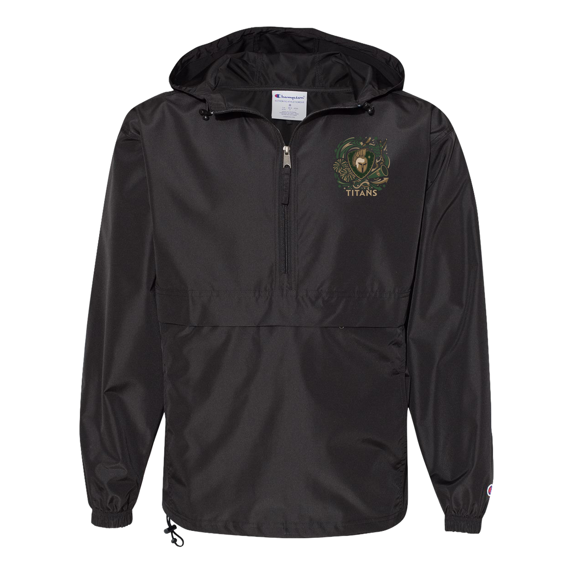 tc-titans-sideline-cheer-rally-v2-champion-unisex-packable-anorak-jacket — Black — Front — source sha256 d6c33f6808d7eb64b0a78a46b39518b575ad668f7dd426940de8991799bebc80 — Color position 1