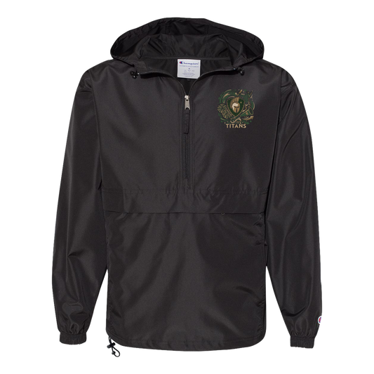 tc-titans-sideline-cheer-rally-v2-champion-unisex-packable-anorak-jacket — Black — Front — source sha256 d6c33f6808d7eb64b0a78a46b39518b575ad668f7dd426940de8991799bebc80 — Color position 1