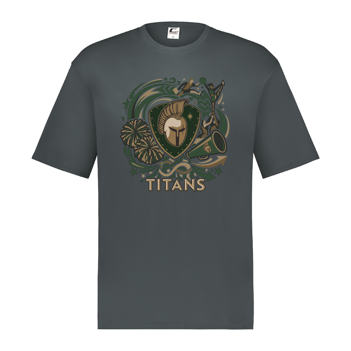 tc-titans-sideline-cheer-rally-v2-c2-mens-performance-short-sleeve-tee — Graphite — Front — source sha256 ef0d7f3561e1c0f84f556b4ca707b48f68eecffb7d66c951f76c184c2c85592a — Color position 2