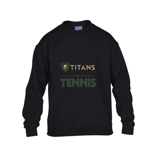tc-titans-tennis-basic-gildan-kids-heavy-blend-fleece-crew — Black — Front — source sha256 41acaf16ac106455bd1b0318ff0e15087a38ec08c8cb47e1a8a0ad741f9c5e60 — Color position 1