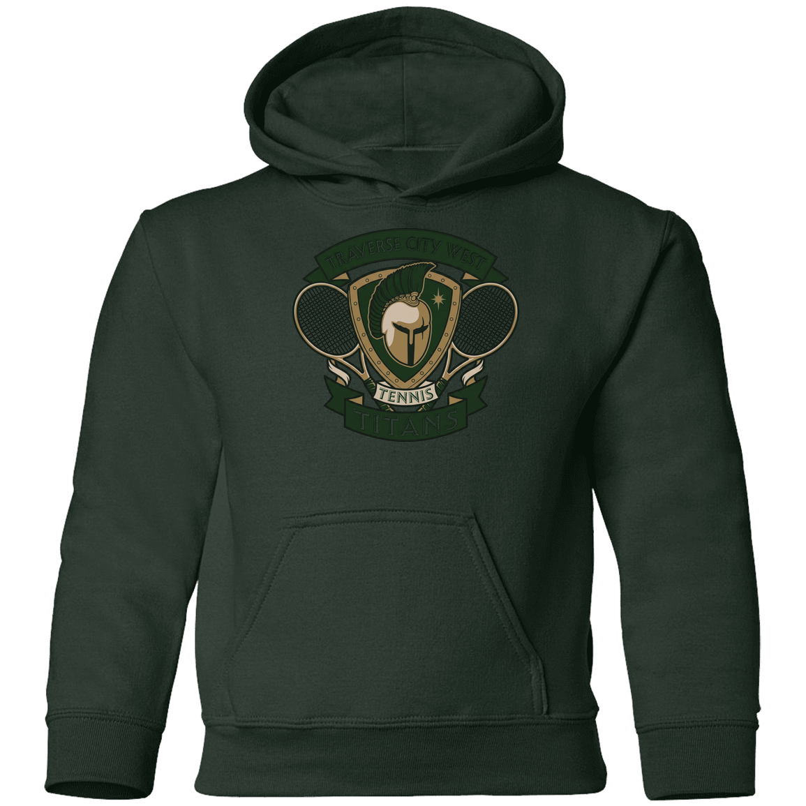 tc-titans-tennis-insignia-gildan-youth-pullover-hoodie — Forest Green — Front — source sha256 0a751ffefa3982fde7fe3e8cc2834ef2a37bcaad46f68417f729b4e1128c5bd6 — Color position 5