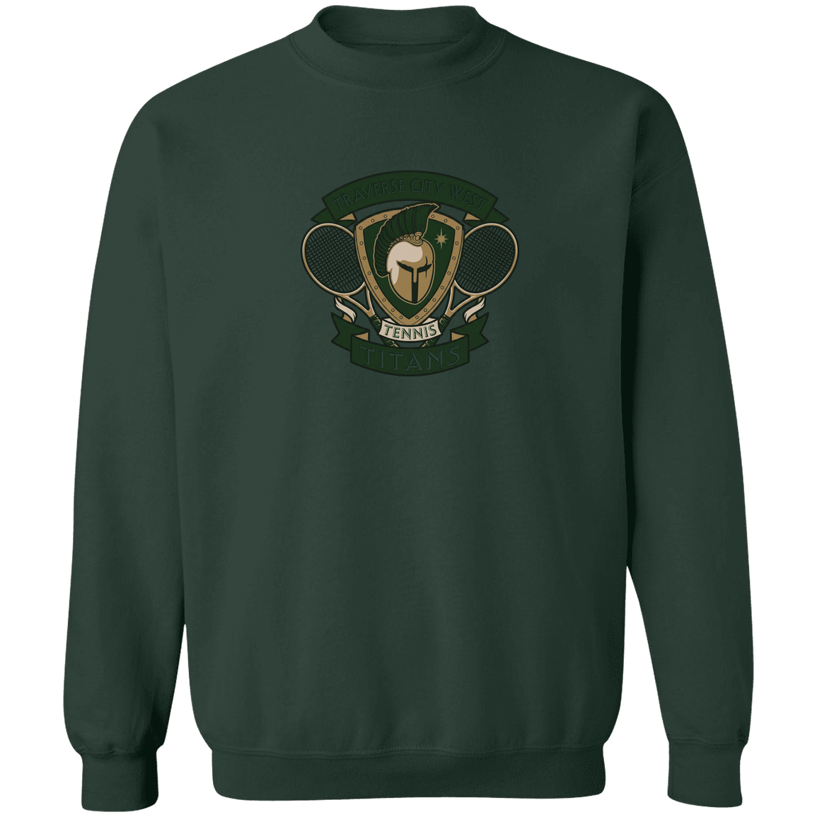 tc-titans-tennis-insignia-gildan-crewneck-pullover-sweatshirt — Forest Green — Front — source sha256 3e417378de7605b0fbcb93ec0bb0ac9de429cff3aa97f0259b5a990c4e9d5312 — Color position 7