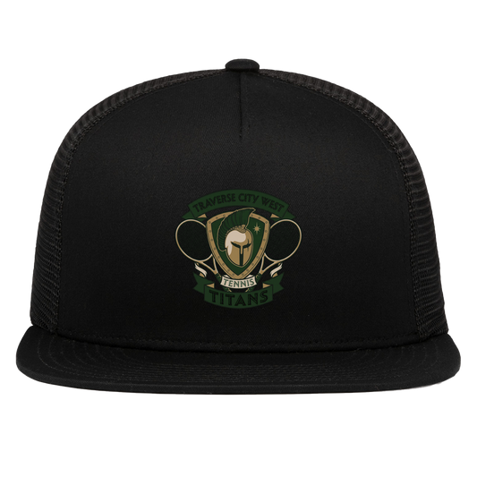tc-titans-tennis-insignia-pacific-headwear-d-series-5-panel-trucker-snapback-cap — Black — Front — source sha256 606761c185392947900793c437edd1086f649225e8bbe61db6fe527d43661e63 — Color position 1
