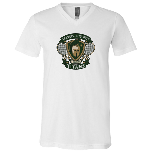 tc-titans-tennis-insignia-bella-canvas-unisex-jersey-ss-v-neck-t-shirt — White — Front — source sha256 710c4e2ba82582931168a41c6771f7a5d874648009371d6bd38dd9bc39e84559 — Color position 1