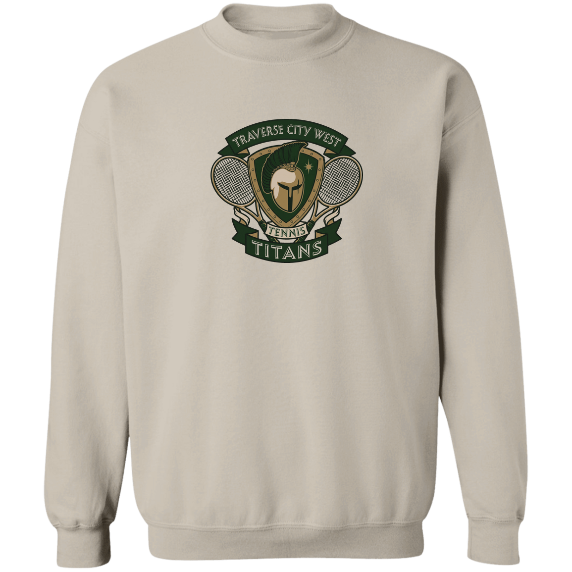 tc-titans-tennis-insignia-gildan-crewneck-pullover-sweatshirt — Sand — Front — source sha256 99999945d7d026f1a49da52093e5308cd20a0b8a3f410b80308425be08399074 — Color position 5