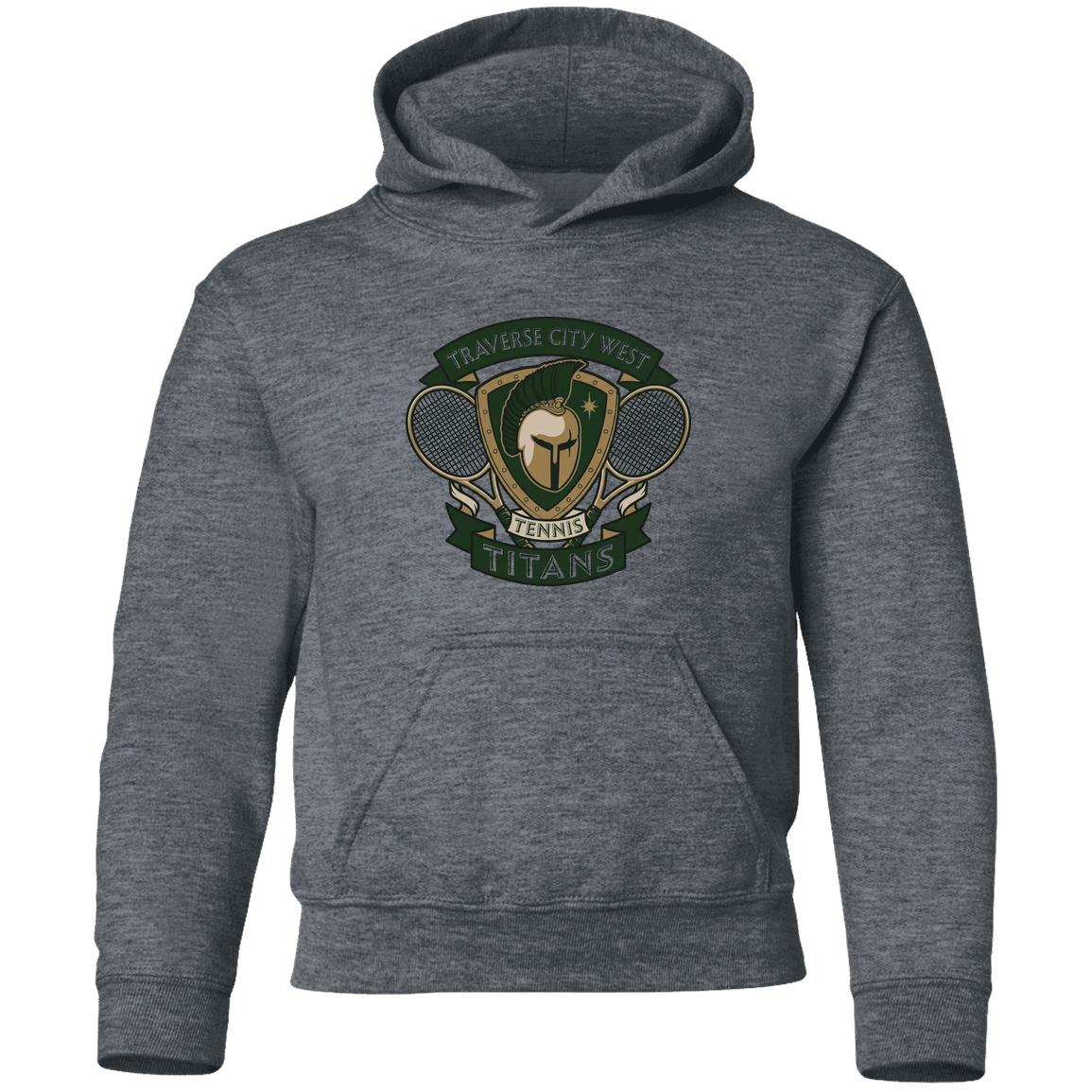tc-titans-tennis-insignia-gildan-youth-pullover-hoodie — Dark Heather — Front — source sha256 b5a7bcffe8d5be3a00ff74d79108cf4a97475b3cf3dd2748dc37e6445be0a452 — Color position 4