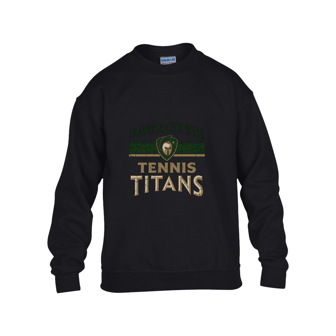 tc-titans-tennis-vintage-distressed-gildan-kids-heavy-blend-fleece-crew — Black — Front — source sha256 5711cf7615fe8b70fb5c9a25a3df19c6fbe800b9a211ca0a3e97c72d674ba980 — Color position 1