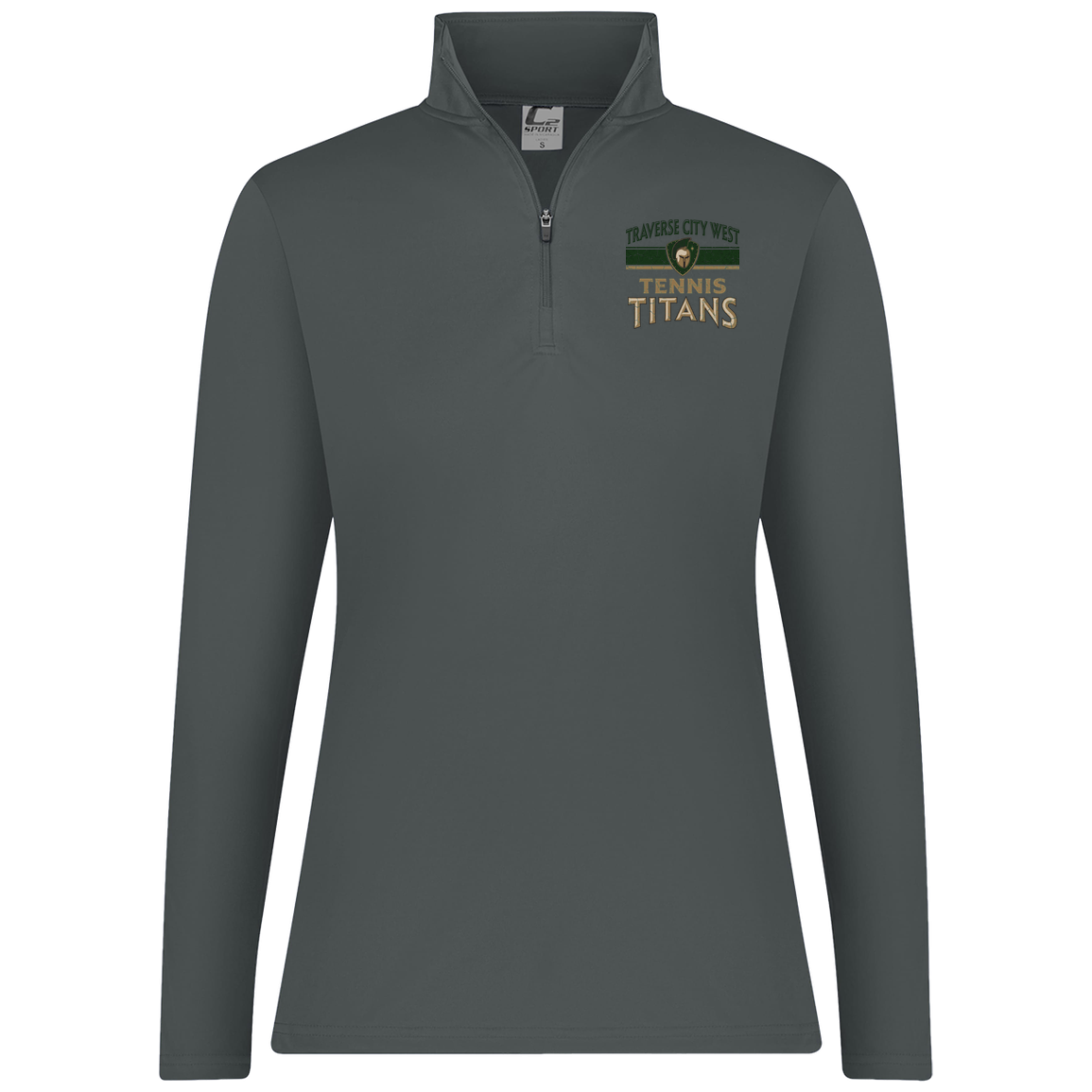 tc-titans-tennis-vintage-distressed-c2-womens-1-4-zip-pullover — Graphite — Front — source sha256 9afad8a7eda64eeb5f2b0ed9d74fce31b94cc7675fafd150b58750381a192066 — Color position 4