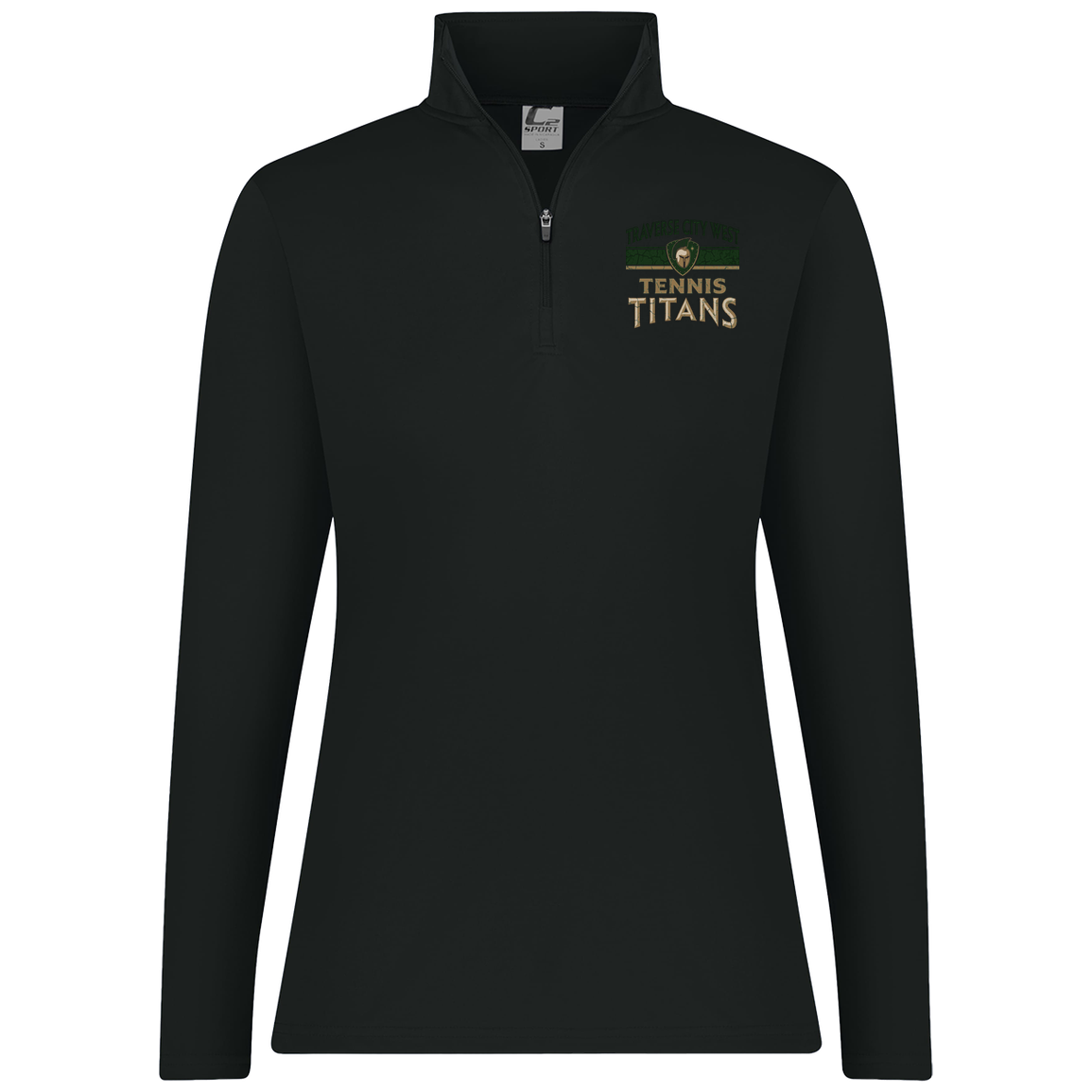 tc-titans-tennis-vintage-distressed-c2-womens-1-4-zip-pullover — Black — Front — source sha256 d7d3cae9371fc925a643b4aacd5d4d473339291d40521ceee17e6788f3cc41ce — Color position 1