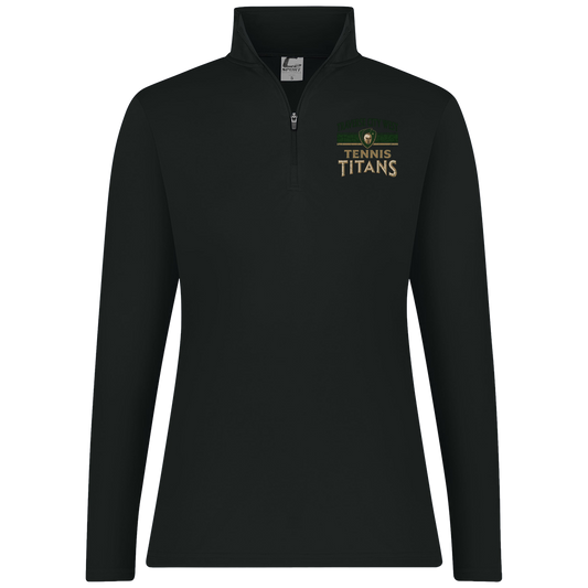 tc-titans-tennis-vintage-distressed-c2-womens-1-4-zip-pullover — Black — Front — source sha256 d7d3cae9371fc925a643b4aacd5d4d473339291d40521ceee17e6788f3cc41ce — Color position 1