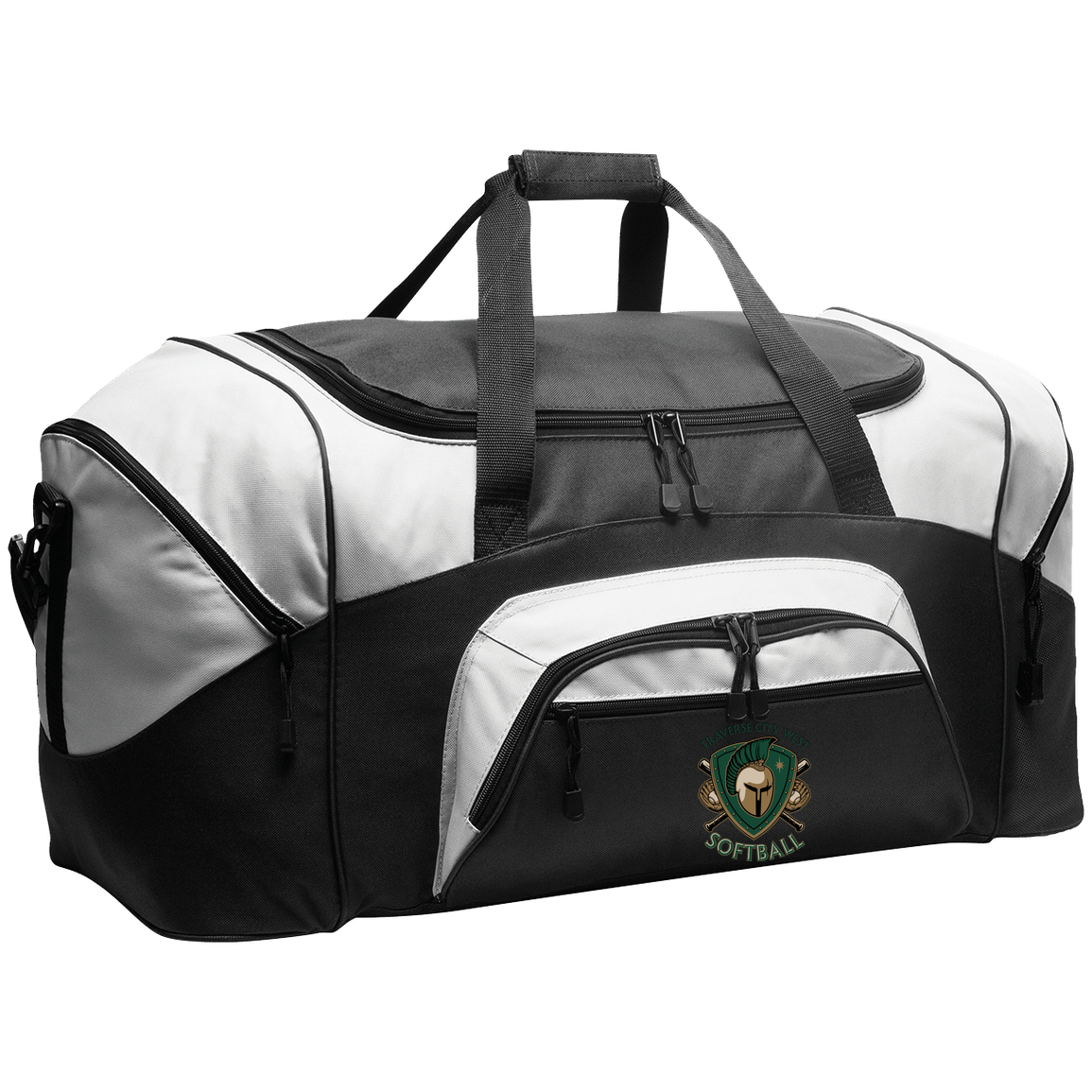 tc-titans-titan-crest-2-port-company-sport-duffel — Black/Gray — Front — source sha256 2d9a3d78fa602d1c49ae08c37518070e74b4a578d93227a1f3c226de6cd2e64f — Color position 1