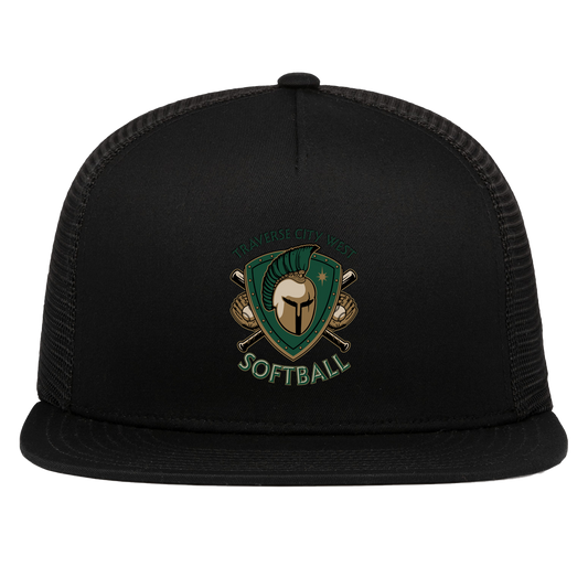 tc-titans-titan-crest-2-pacific-headwear-d-series-5-panel-trucker-snapback-cap — Black — Front — source sha256 8271c1ecedbee8b9072a4b36125498fe65b04a055166d99799226ec81681d074 — Color position 1