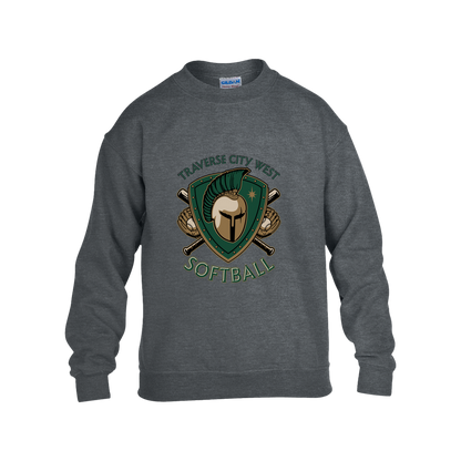 tc-titans-titan-crest-2-gildan-kids-heavy-blend-fleece-crew — Dark Heather — Front — source sha256 9679639c507554dece1f11b8f089fbce4957a9ee3d8f3f0b37fbb9464248734c — Color position 2