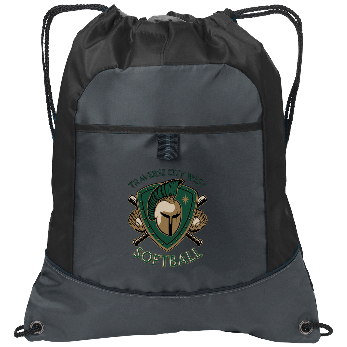 tc-titans-titan-crest-2-port-authority-pocket-cinch-pack — Deep Smoke/Black — Front — source sha256 b6ae2d7e62fadd275b11a177a8e03b043b68b7643a665abfa3e62c4916d0486c — Color position 1