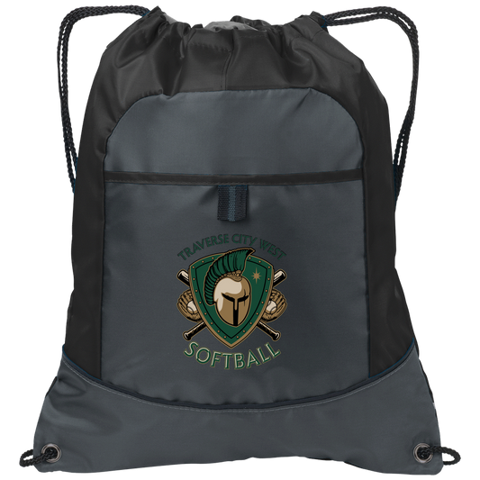 tc-titans-titan-crest-2-port-authority-pocket-cinch-pack — Deep Smoke/Black — Front — source sha256 b6ae2d7e62fadd275b11a177a8e03b043b68b7643a665abfa3e62c4916d0486c — Color position 1