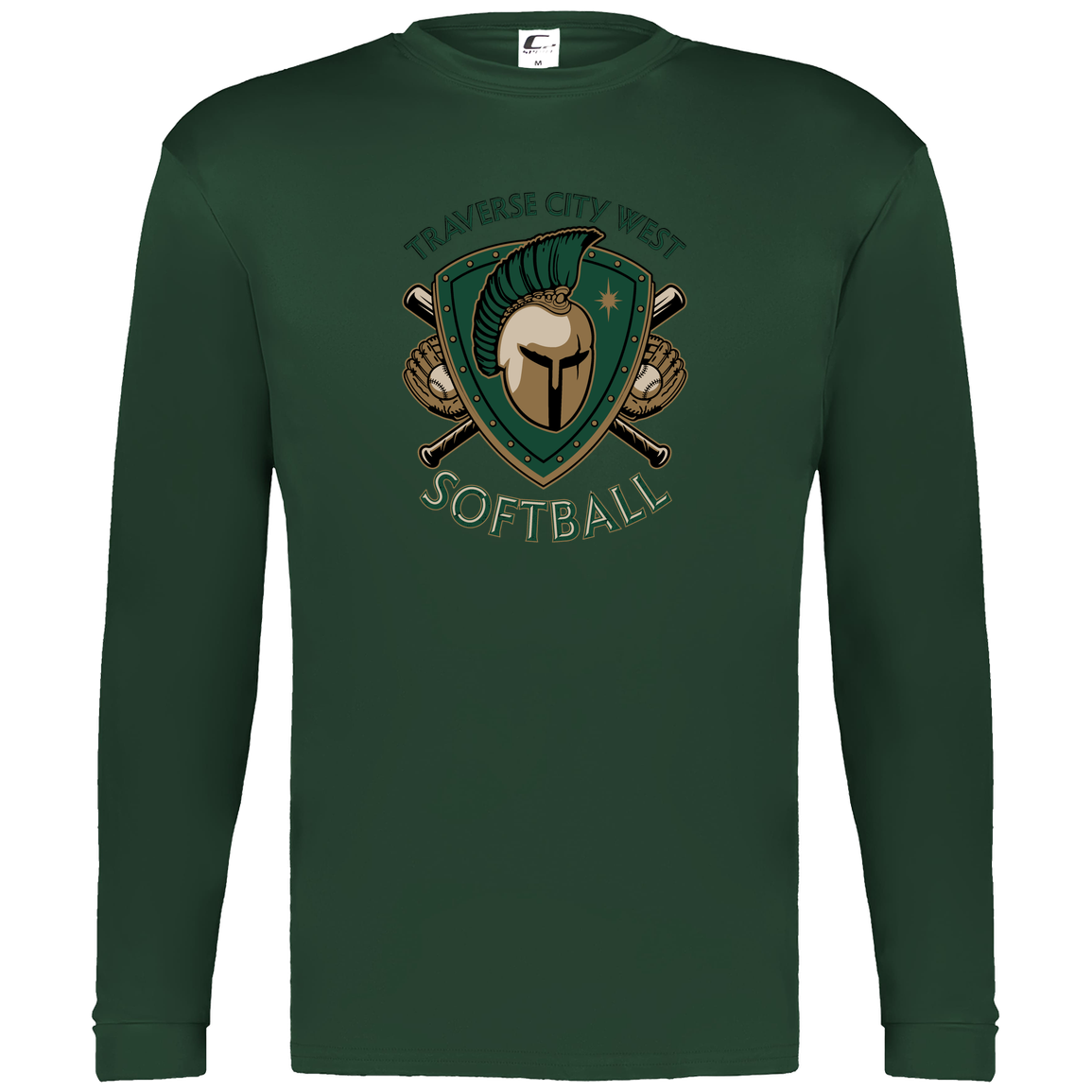 tc-titans-titan-crest-2-c2-mens-performance-long-sleeve-tee — Dark Green — Front — source sha256 db4792612d45e689837420b80bd8bc96b5f896dbeccb58fa64a5baf3c2c14275 — Color position 5