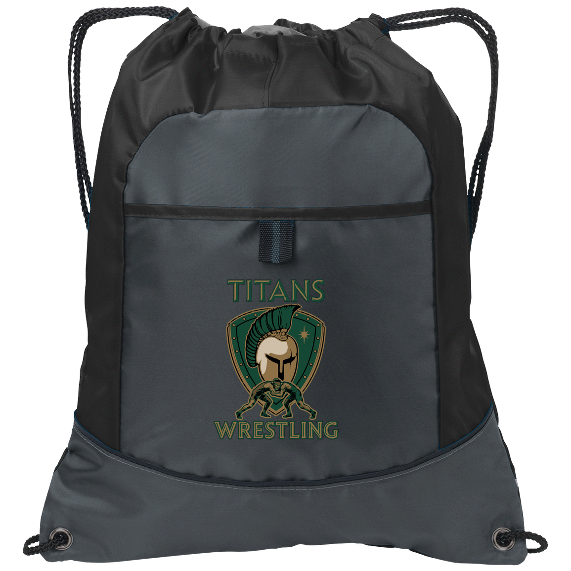 tc-titans-titan-crest-port-authority-pocket-cinch-pack — Deep Smoke/Black — Front — source sha256 3242fd9b7ada27cc49dac6bf497d0bbe18bb9744cf639c2146ac654c1ccdf841 — Color position 1