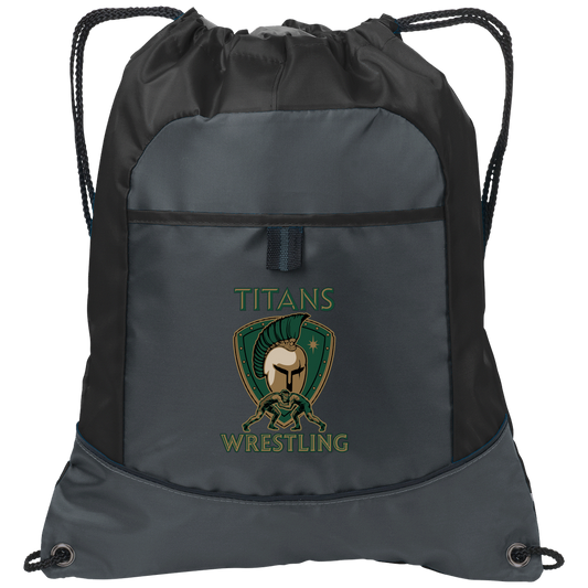 tc-titans-titan-crest-port-authority-pocket-cinch-pack — Deep Smoke/Black — Front — source sha256 3242fd9b7ada27cc49dac6bf497d0bbe18bb9744cf639c2146ac654c1ccdf841 — Color position 1
