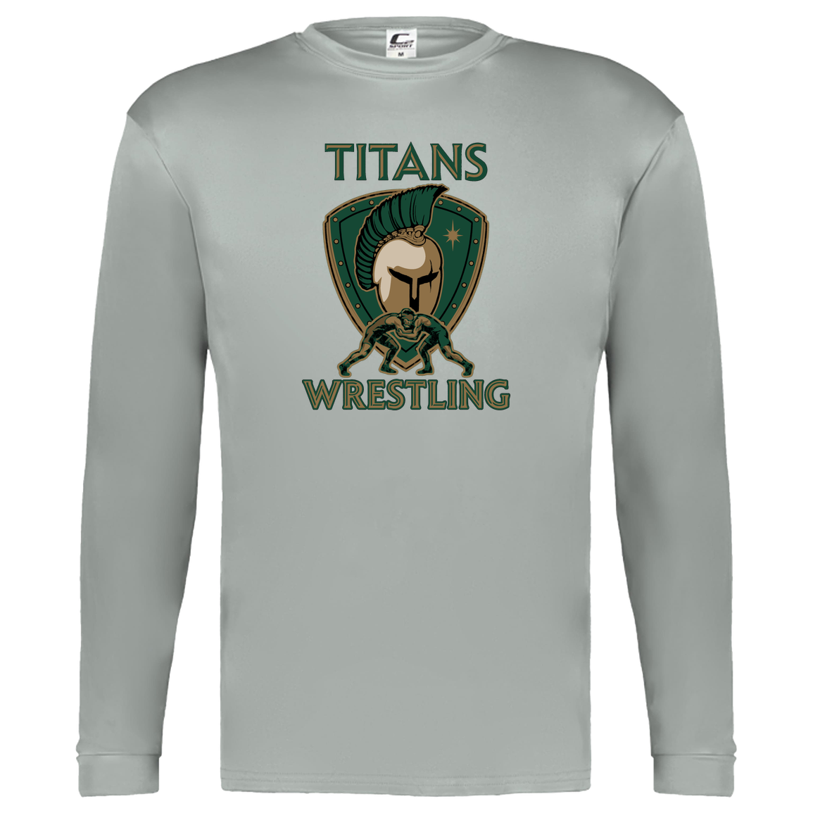 tc-titans-titan-crest-c2-kids-performance-long-sleeve-tee — Silver — Front — source sha256 592c24c8a36feb69738f4ed6582b062ff4df1e4c4323b332052f856a17f53524 — Color position 3