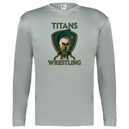 tc-titans-titan-crest-c2-kids-performance-long-sleeve-tee — Silver — Front — source sha256 592c24c8a36feb69738f4ed6582b062ff4df1e4c4323b332052f856a17f53524 — Color position 3
