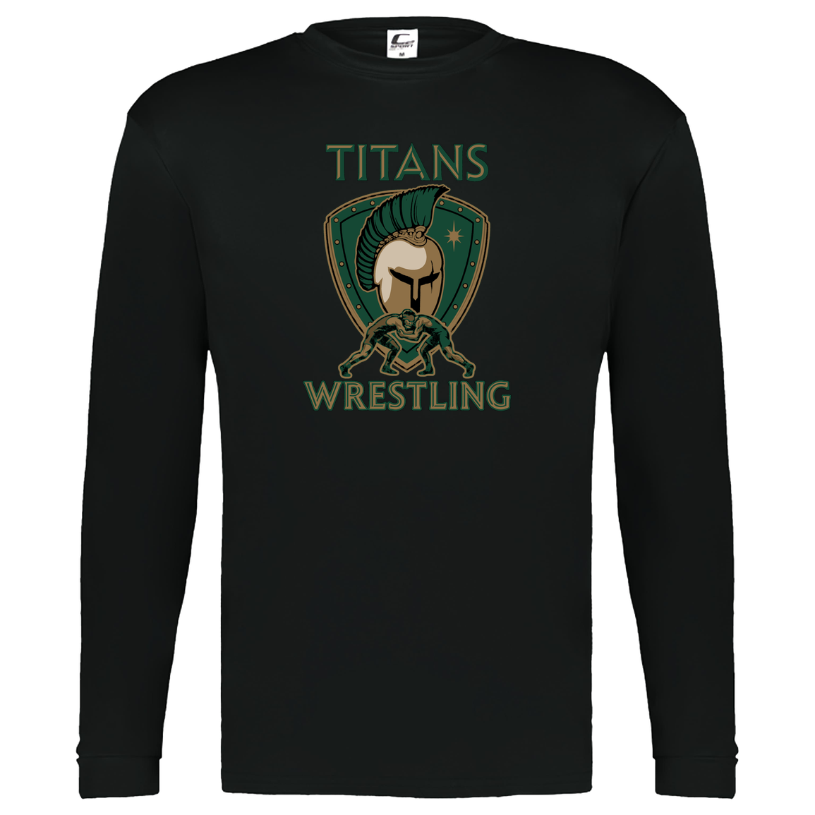 tc-titans-titan-crest-c2-kids-performance-long-sleeve-tee — Black — Front — source sha256 80d542e9df24402b4820b50f5fd39feaaa6892bdeea043041176e186f8b929f3 — Color position 1