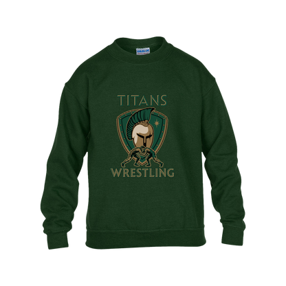 tc-titans-titan-crest-gildan-kids-heavy-blend-fleece-crew — Forest Green — Front — source sha256 a7180b60b269a006ee1386ecbcb8740d6c0498f9c35eed90d5406960f9cad6f5 — Color position 5