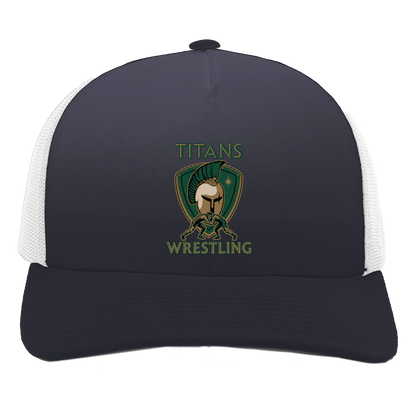 tc-titans-titan-crest-pacific-headwear-5-panel-trucker-snapback-cap — Navy/White — Front — source sha256 d3d697f4cb8b70218a66ece50ed06963fb25999f7df9a094db2892cafc6949ed — Color position 1
