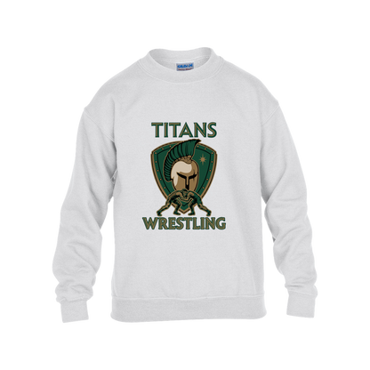 tc-titans-titan-crest-gildan-kids-heavy-blend-fleece-crew — White — Front — source sha256 d445d02927611cb684ef2f76d993ec08efb6584a271267d8b19d003ebb6a54e8 — Color position 4