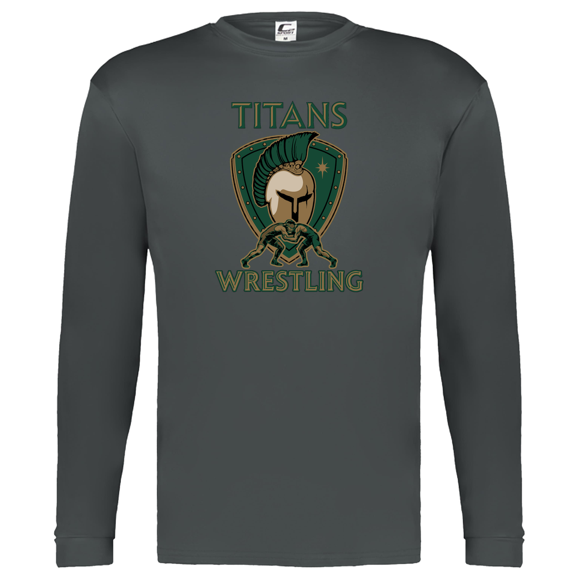 tc-titans-titan-crest-c2-kids-performance-long-sleeve-tee — Graphite — Front — source sha256 de49add45eb192da0111129078dc61c8f73d8e99cbc40def83fb10efc2c6670d — Color position 2