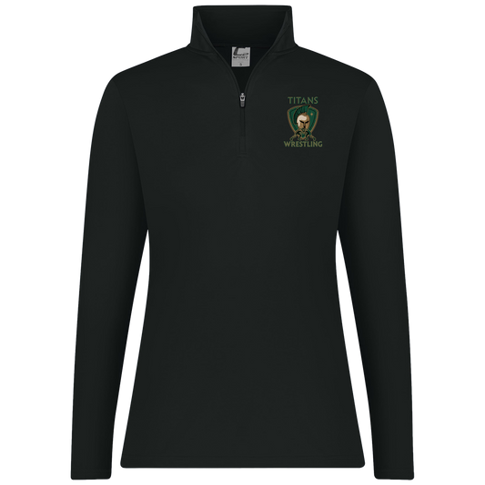 tc-titans-titan-crest-c2-womens-1-4-zip-pullover — Black — Front — source sha256 e893a791a9ba2da75e60804d841e61893c95c1031c23c5057eea43dfc07b21f0 — Color position 1