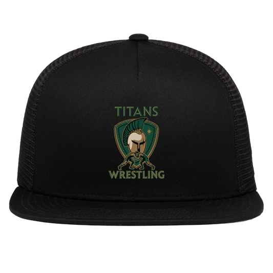 tc-titans-titan-crest-pacific-headwear-d-series-5-panel-trucker-snapback-cap — Black — Front — source sha256 fc5d7ad25b4a16e3e1c08498db75fd3bf687bec6418336f8a29f0d6635f24949 — Color position 1