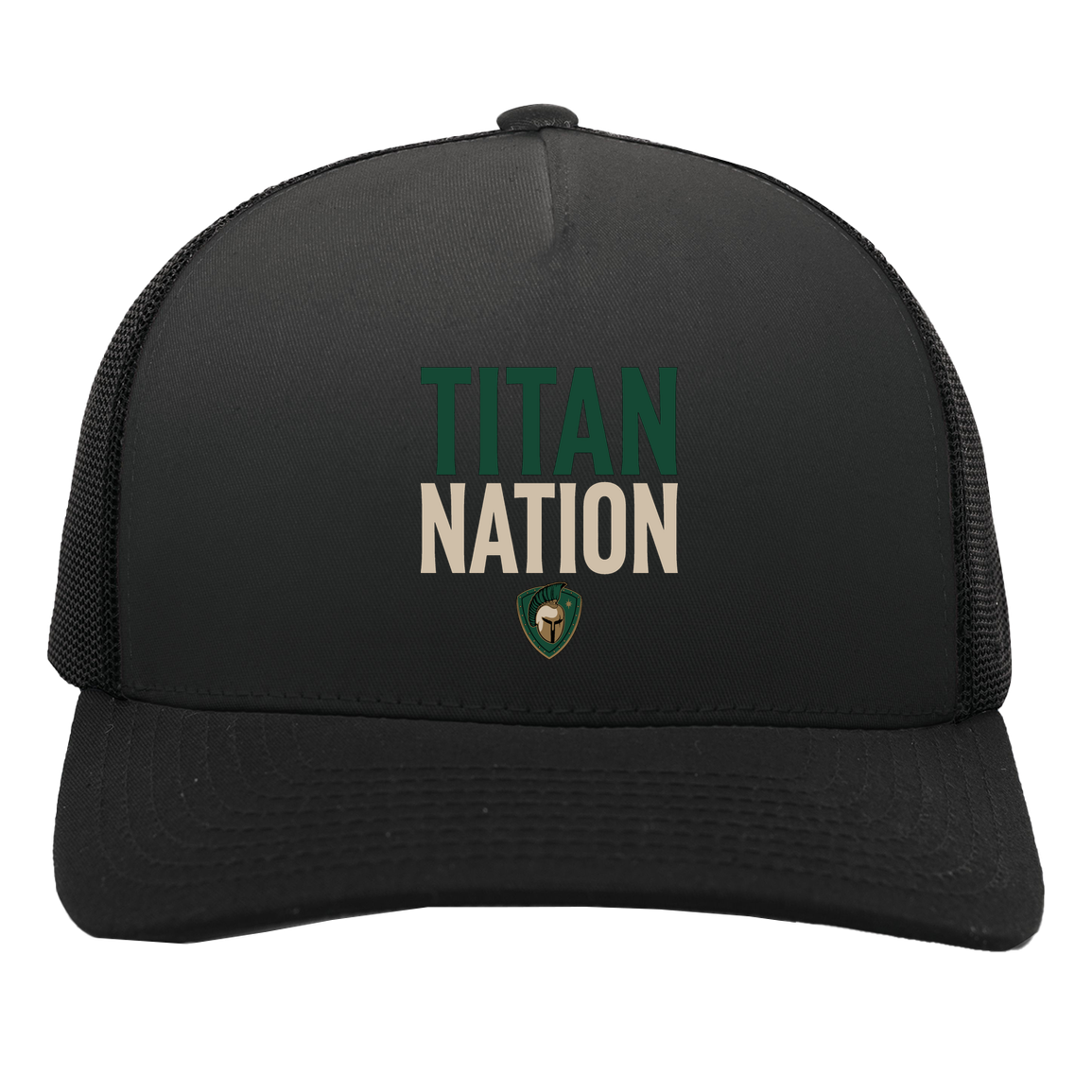 tc-titans-titan-nation-pacific-headwear-5-panel-trucker-snapback-cap — Black/Black — Front — source sha256 0b1cdb25601c9c5638deebbf9e20646c77674ca6ef1c9e9b292f4f0fe69cc86b — Color position 3