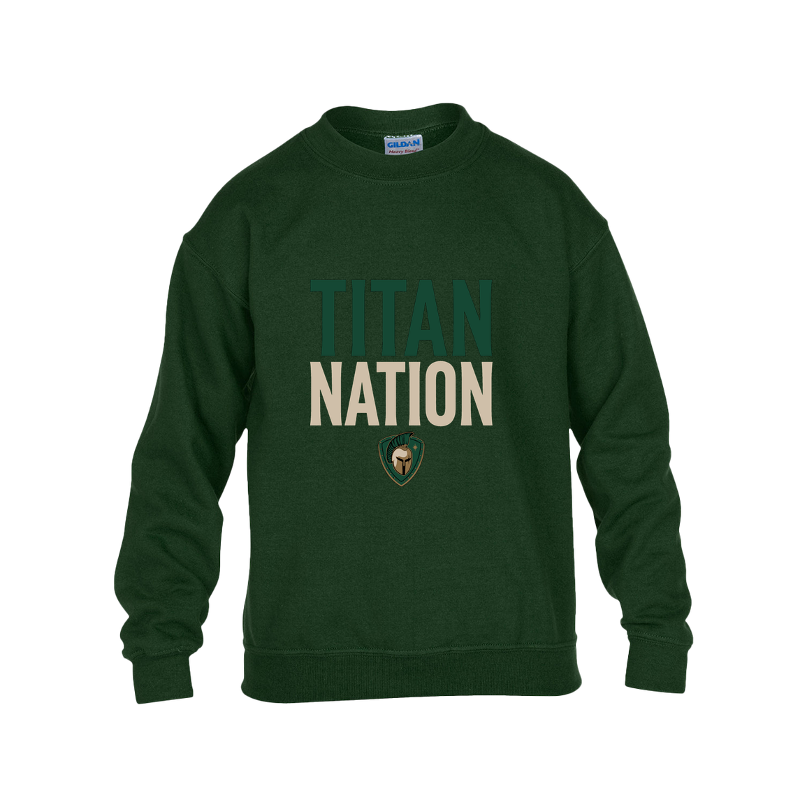 tc-titans-titan-nation-gildan-kids-heavy-blend-fleece-crew — Forest Green — Front — source sha256 15a31fbfb1d419e1b4b2d8bb37f7e854ca1d78dc1d6bb2cce029abe8e9df98a7 — Color position 5